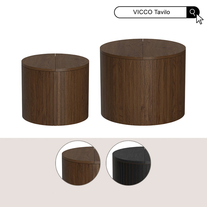 Vicco Set di tavolini Quercia/nero 48 x 48 cm 2 parti