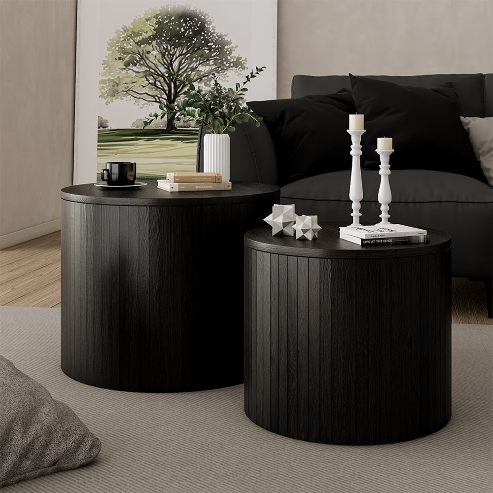 Vicco Set di tavolini Quercia/nero 48 x 48 cm 2 parti