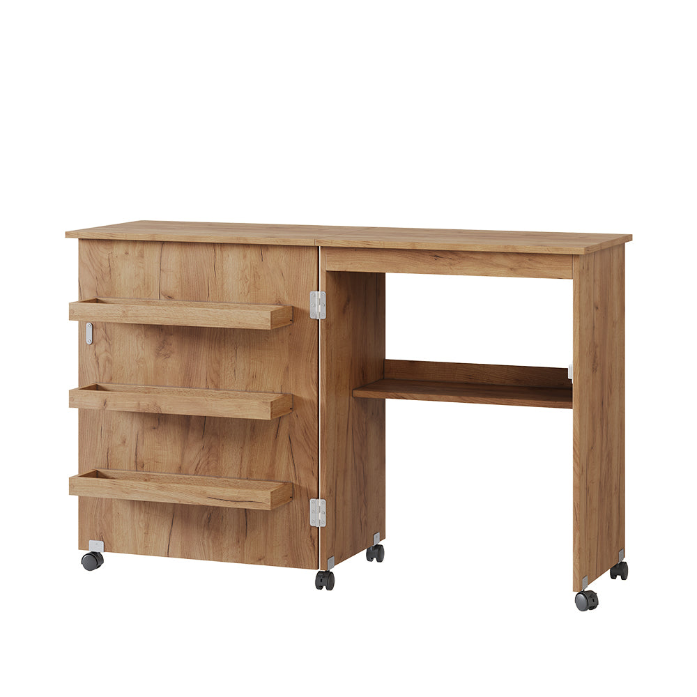 Vicco Tavolo da cucito Rovere 118 x 77.5 cm con 3 ripiani