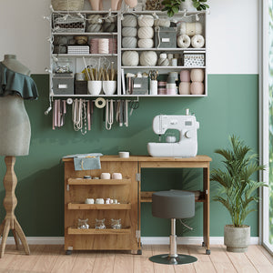 Vicco Tavolo da cucito Rovere 118 x 77.5 cm con 3 ripiani