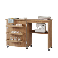 Vicco Tavolo da cucito Rovere 118 x 77.5 cm con 3 ripiani