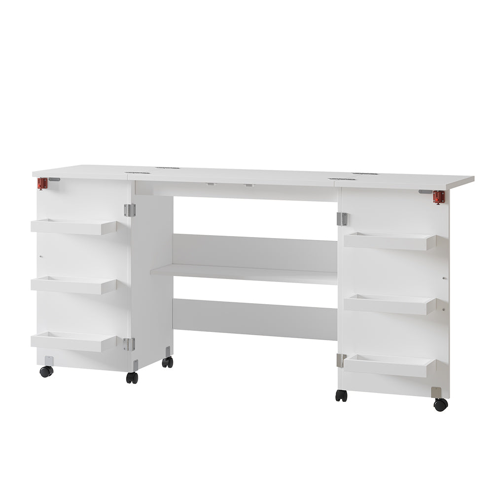 Vicco Tavolo da cucito Bianco 160 x 80.2 cm con 6 ripiani