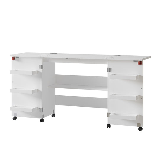 Vicco Tavolo da cucito Bianco 160 x 80.2 cm con 6 ripiani