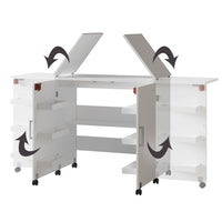 Vicco Tavolo da cucito Bianco 160 x 80.2 cm con 6 ripiani