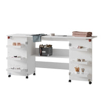 Vicco Tavolo da cucito Bianco 160 x 80.2 cm con 6 ripiani