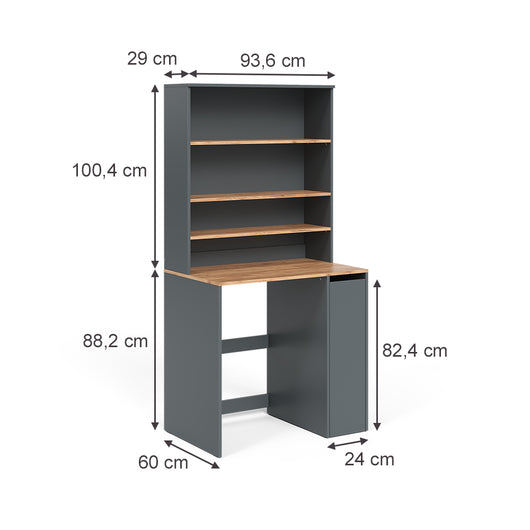 Vicco Mobile lavatrice Antracite/quercia dorata 93.6 x 88.2 cm 2 parti con armadio e ripiano