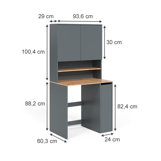 Vicco Mobile lavatrice Antracite/quercia dorata 93.6 x 88.2 cm 2 parti con ripiano