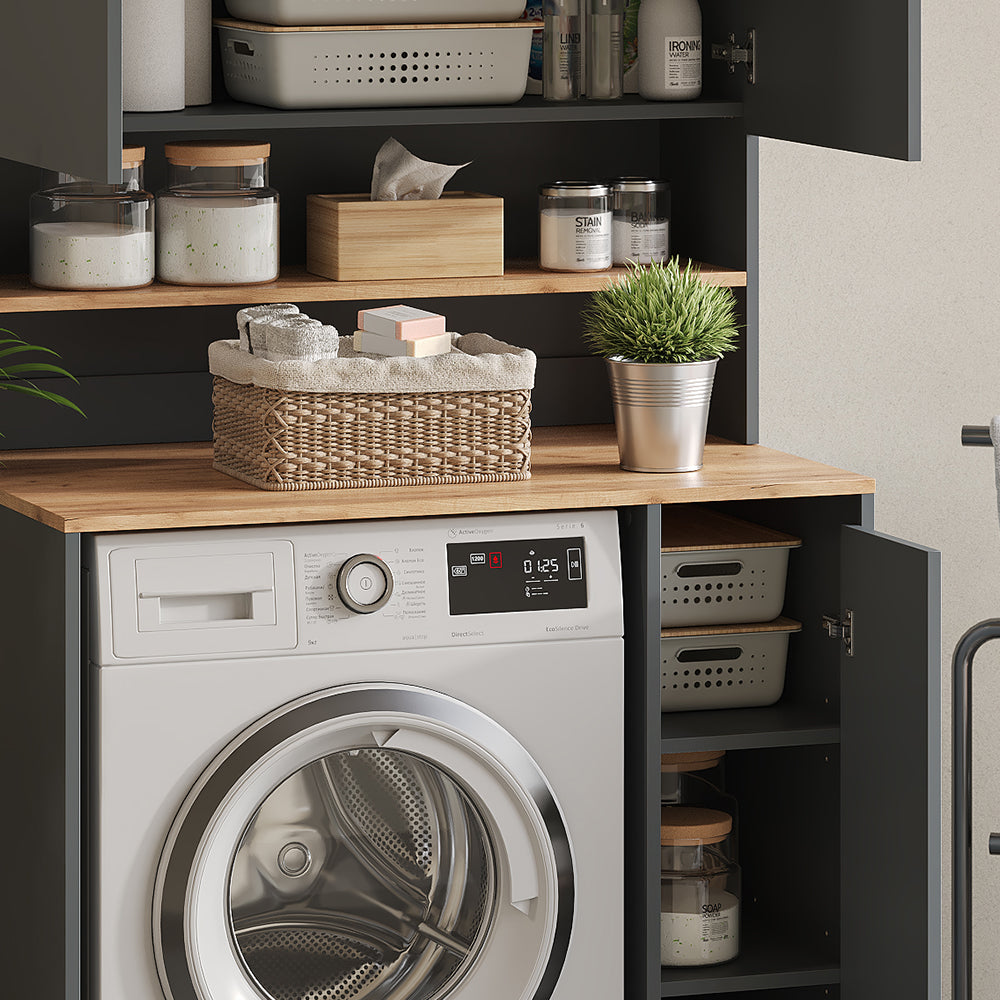 Vicco Mobile lavatrice Antracite/quercia dorata 93.6 x 88.2 cm 2 parti con ripiano