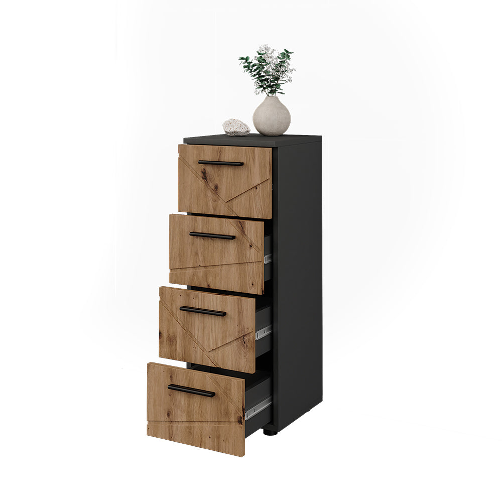 Vicco Mobiletto midi Antracite/Artisan 30 x 81 cm con 4 cassetti