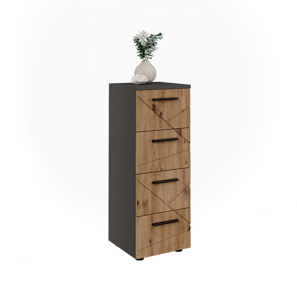 Vicco Mobiletto midi Antracite/Artisan 30 x 81 cm con 4 cassetti