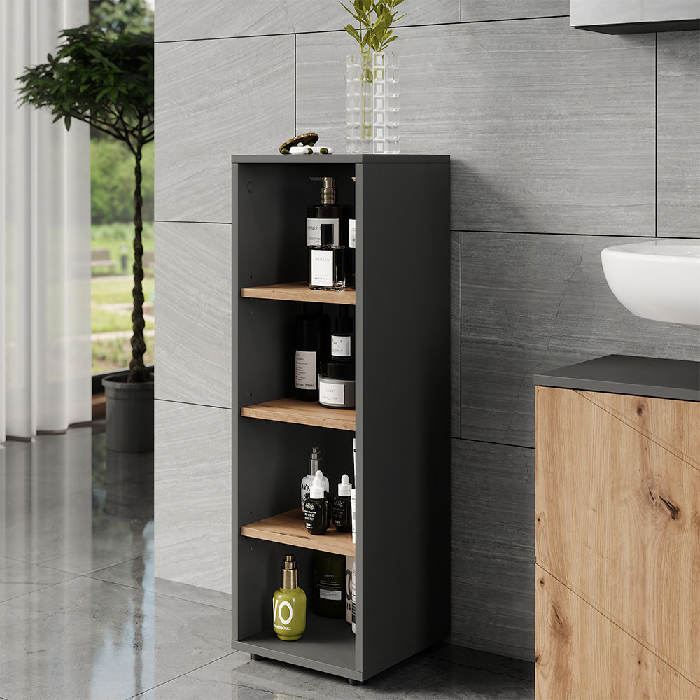 Vicco Mobiletto midi Antracite/Artisan 30 x 95 cm 4 vani portaoggetti