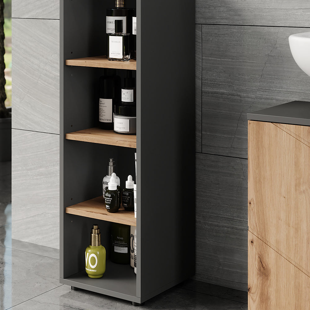 Vicco Mobiletto midi Antracite/Artisan 30 x 95 cm 4 vani portaoggetti