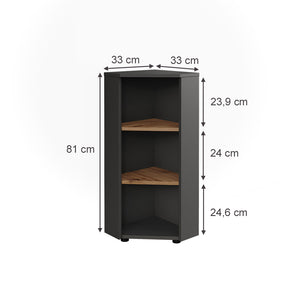 Vicco Mobiletto angolare Antracite/Artisan 33 x 81 cm 3 vani portaoggetti