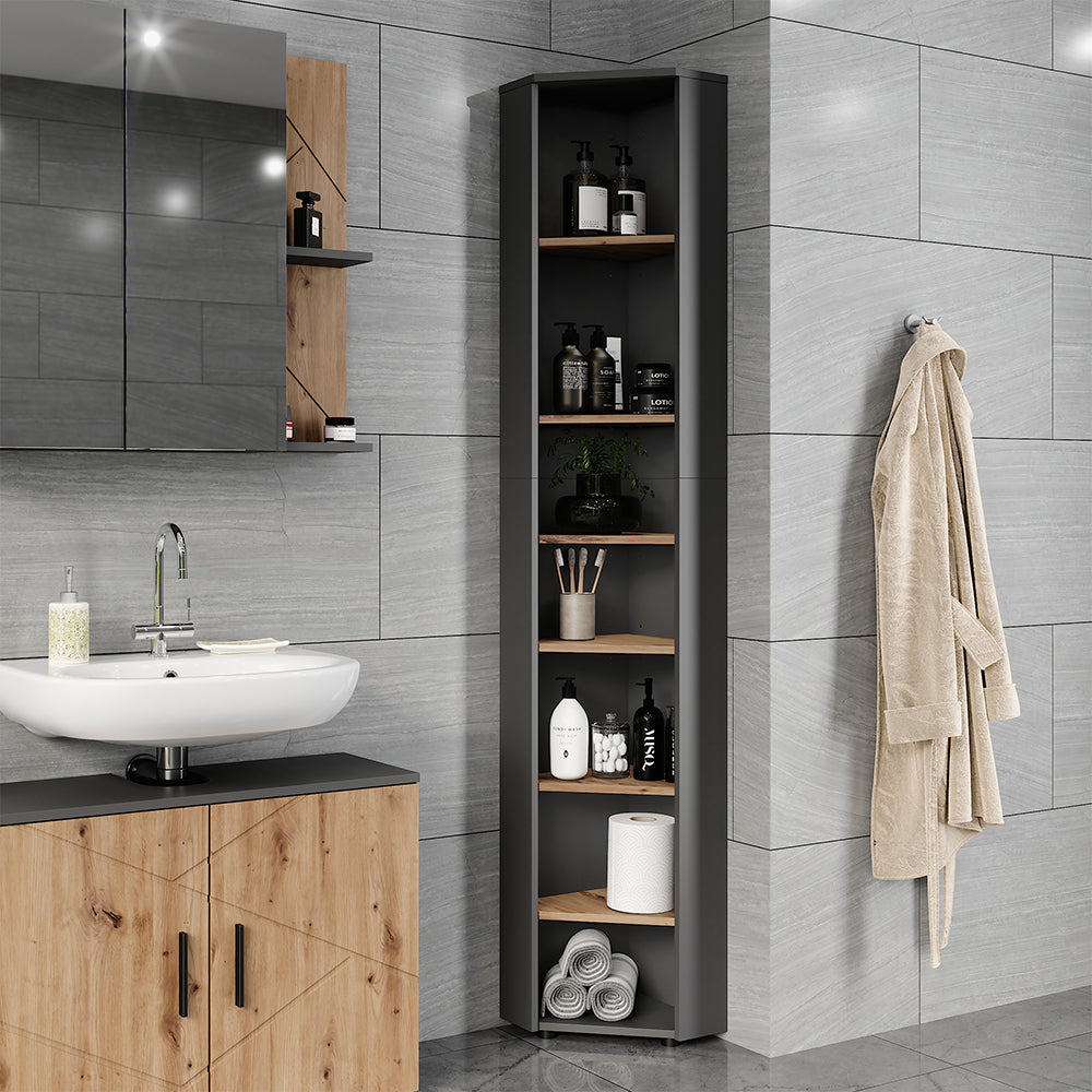 Vicco Mobile alto ad angolo Antracite/Artisan 33 x 192 cm 7 scomparti