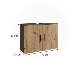 Vicco Mobiletto Antracite/Artisan 80 x 59 cm con 2 porte