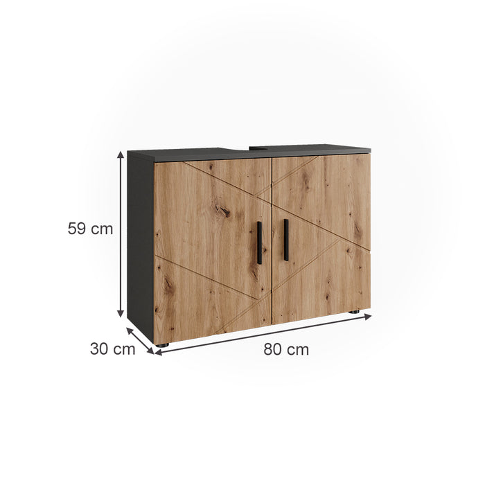 Vicco Mobiletto Antracite/Artisan 80 x 59 cm con 2 porte