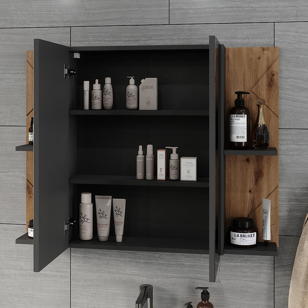 Vicco Armadio a specchio per il bagno Antracite/Artisan 100 x 75 cm con 2 porte