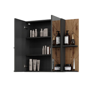 Vicco Armadio a specchio per il bagno Antracite/Artisan 100 x 75 cm con 2 porte