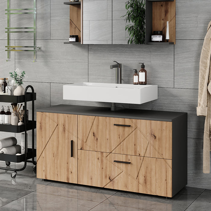 Vicco Mobiletto per lavabo Antracite/Artisan 120.1 x 60.6 cm con 2 cassetti e 1 anta