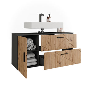 Vicco Mobiletto per lavabo Antracite/Artisan 120.1 x 60.6 cm con 2 cassetti e 1 anta