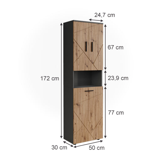 Vicco Mobili alti  Antracite/Artisan 50 x 172 cm con 3 porte