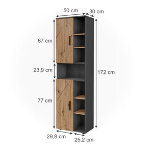 Vicco Mobile alto Antracite/Artisan 50 x 172 cm con 2 porte