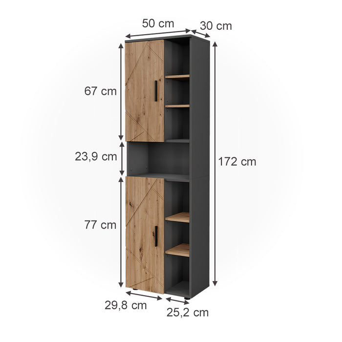 Vicco Mobile alto Antracite/Artisan 50 x 172 cm con 2 porte