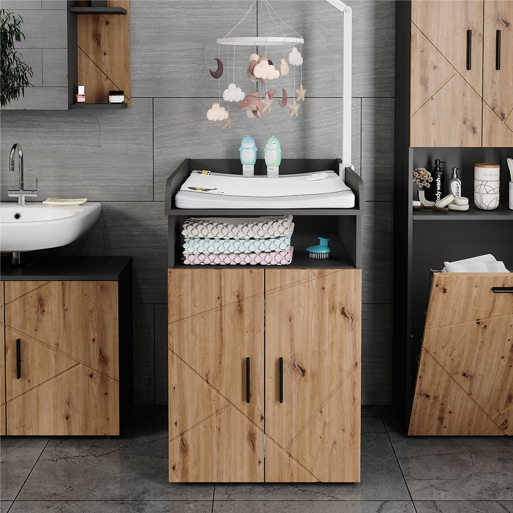 Vicco Fasciatoio Antracite/Artisan 60 x 97 cm con unità di cambio