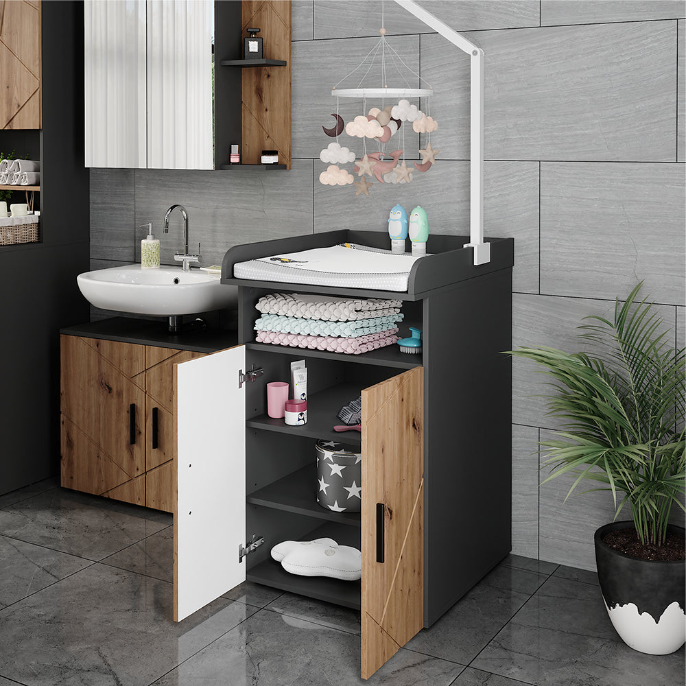 Vicco Fasciatoio Antracite/Artisan 60 x 97 cm con unità di cambio