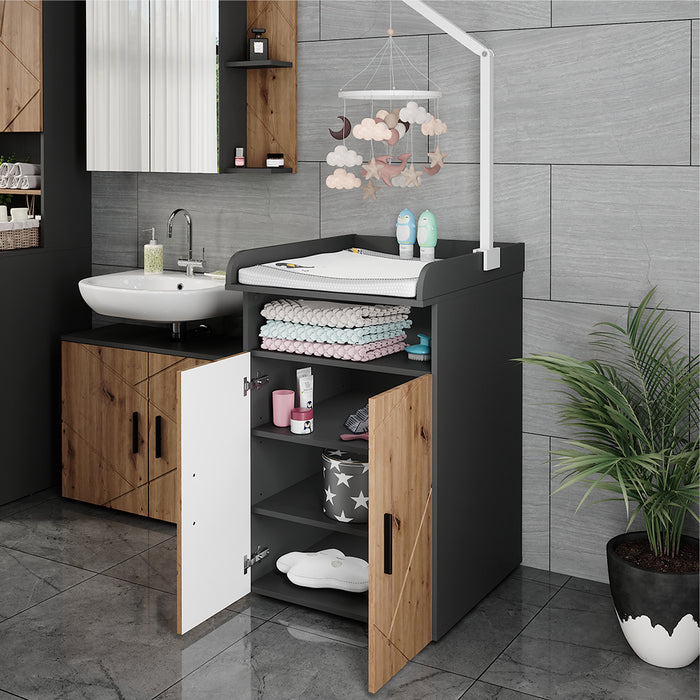 Vicco Fasciatoio Antracite/Artisan 60 x 97 cm con unità di cambio