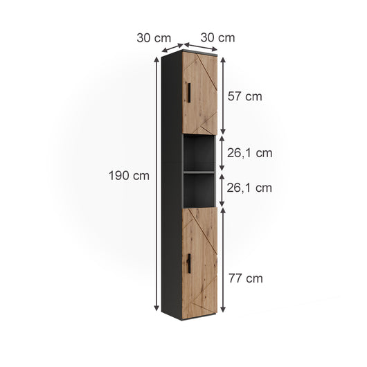 Vicco Mobile alto Antracite/Artisan 30 x 190 cm con 2 porte