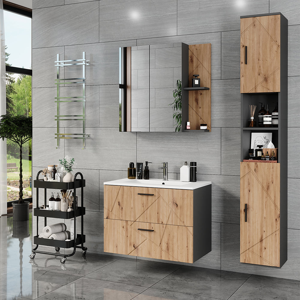 Vicco Mobile alto Antracite/Artisan 30 x 190 cm con 2 porte