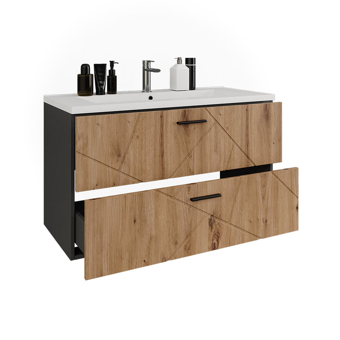 Vicco Mobiletto per lavabo Antracite/Artisan 100 x 57 cm con 2 cassetti