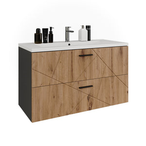 Vicco Mobiletto per lavabo Antracite/Artisan 100 x 57 cm con 2 cassetti