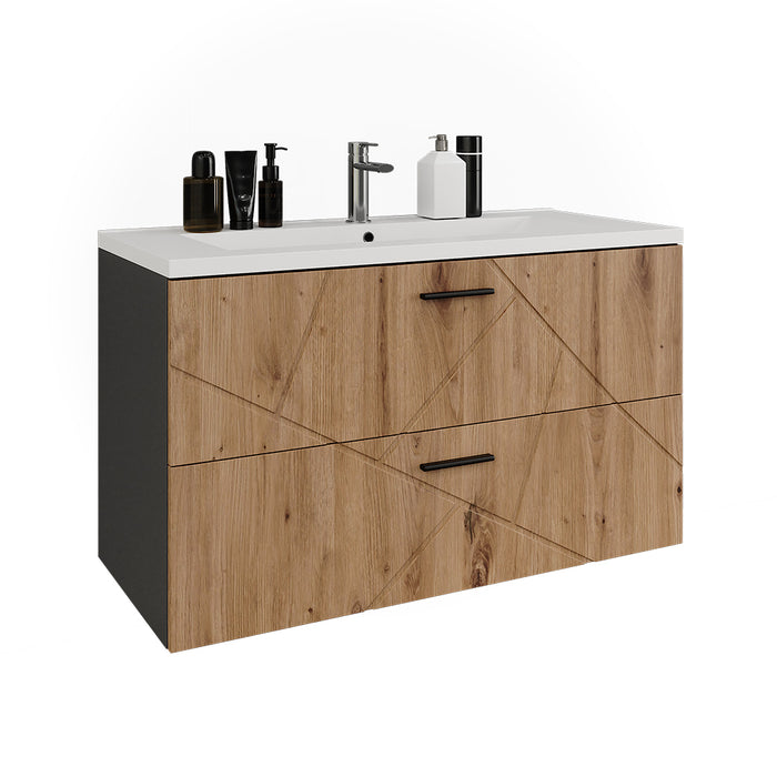 Vicco Mobiletto per lavabo Antracite/Artisan 100 x 57 cm con 2 cassetti