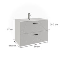 Vicco Mobiletto per lavabo Bianco/bianco lucido 80 x 57 cm con 2 cassetti