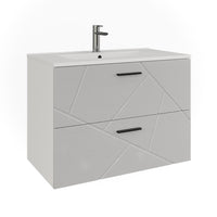 Vicco Mobiletto per lavabo Bianco/bianco lucido 80 x 57 cm con 2 cassetti