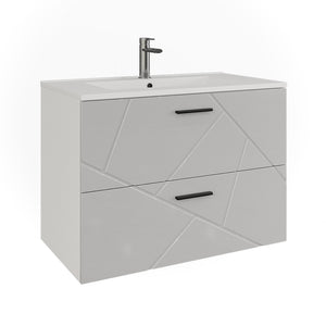 Vicco Mobiletto per lavabo Bianco/bianco lucido 80 x 57 cm con 2 cassetti