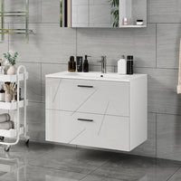 Vicco Mobiletto per lavabo Bianco/bianco lucido 80 x 57 cm con 2 cassetti