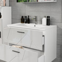 Vicco Mobiletto per lavabo Bianco/bianco lucido 80 x 57 cm con 2 cassetti