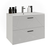 Vicco Mobiletto per lavabo Bianco/bianco lucido 80 x 57 cm con 2 cassetti