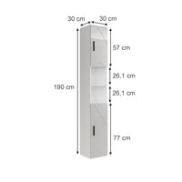 Vicco Mobile alto Bianco/bianco lucido 30 x 190 cm con 2 porte