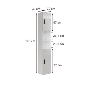 Vicco Mobile alto Bianco/bianco lucido 30 x 190 cm con 2 porte