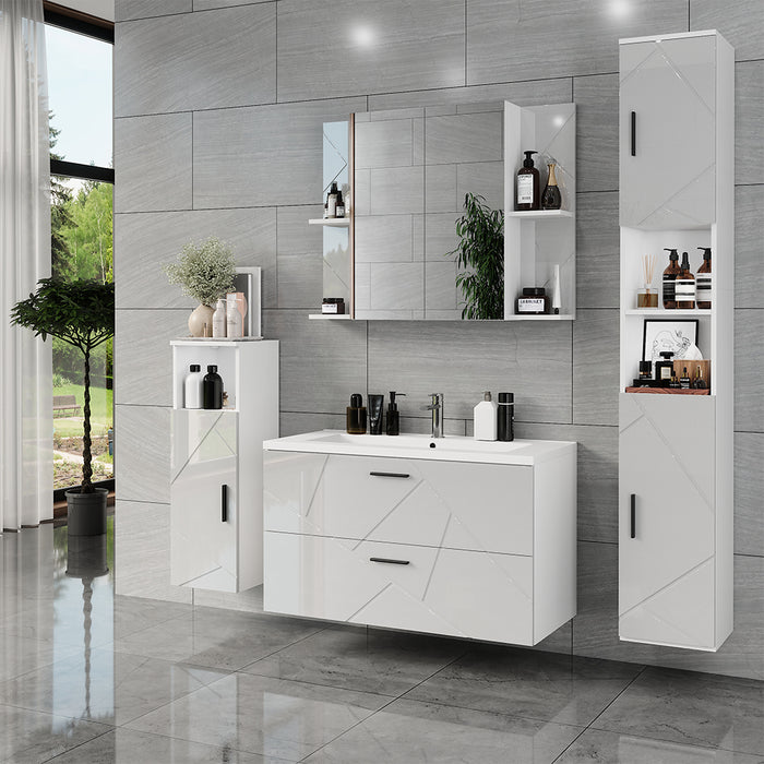 Vicco Mobile alto Bianco/bianco lucido 30 x 190 cm con 2 porte