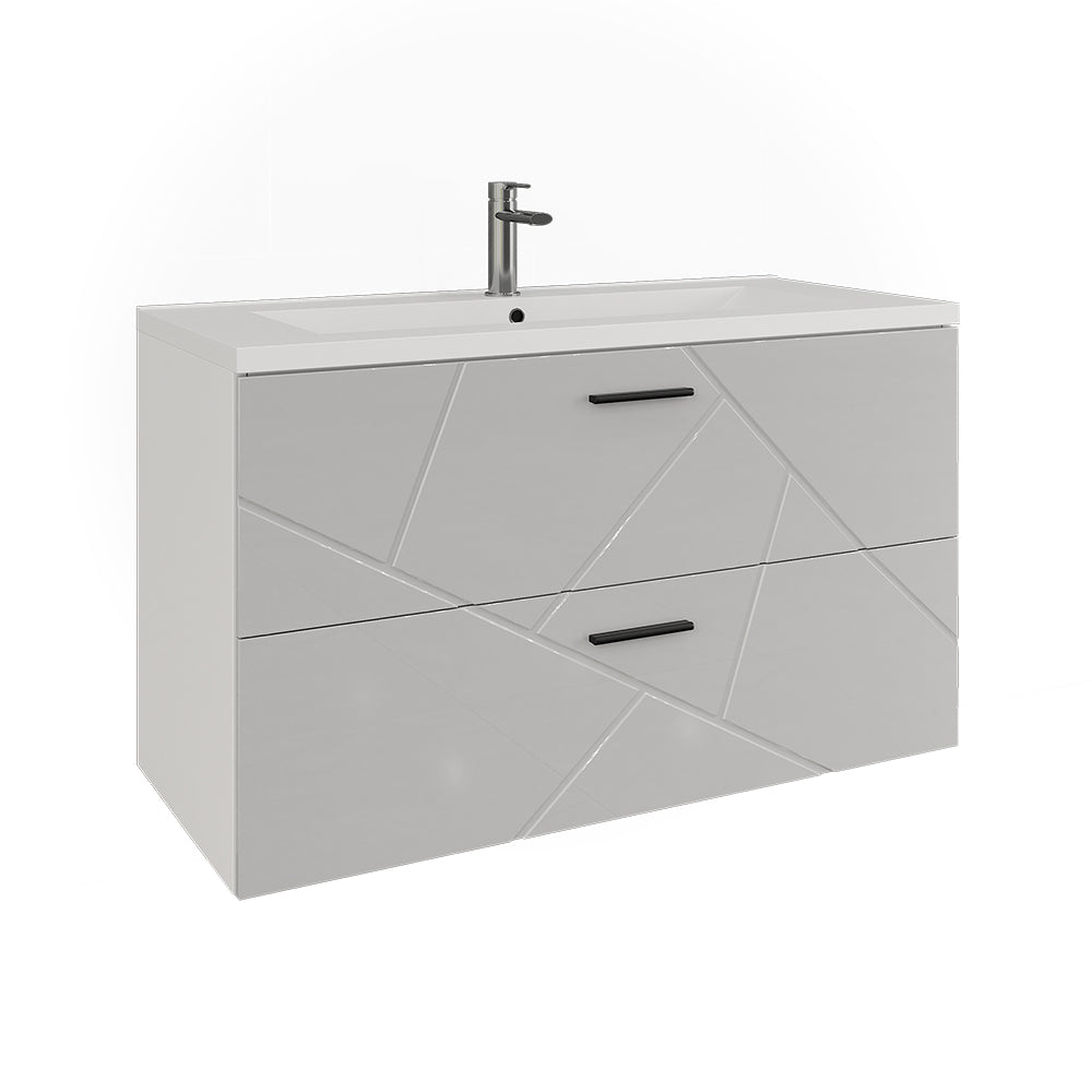 Vicco Mobiletto per lavabo Bianco/bianco lucido 100 x 57 cm con 2 cassetti