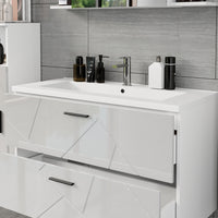 Vicco Mobiletto per lavabo Bianco/bianco lucido 100 x 57 cm con 2 cassetti