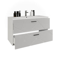 Vicco Mobiletto per lavabo Bianco/bianco lucido 100 x 57 cm con 2 cassetti