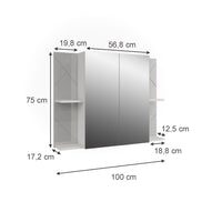 Vicco Mobile a specchio per il bagno Bianco/bianco lucido 100 x 75 cm con 2 porte