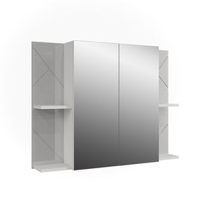 Vicco Mobile a specchio per il bagno Bianco/bianco lucido 100 x 75 cm con 2 porte