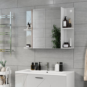 Vicco Mobile a specchio per il bagno Bianco/bianco lucido 100 x 75 cm con 2 porte